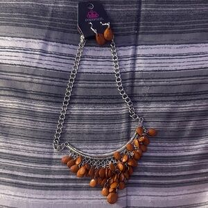 Paparazzi Orange and Silver Necklace Set